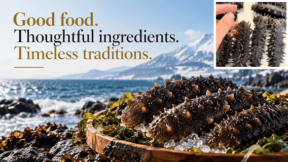 Sea cucumber culinary presentation animated demonstration
